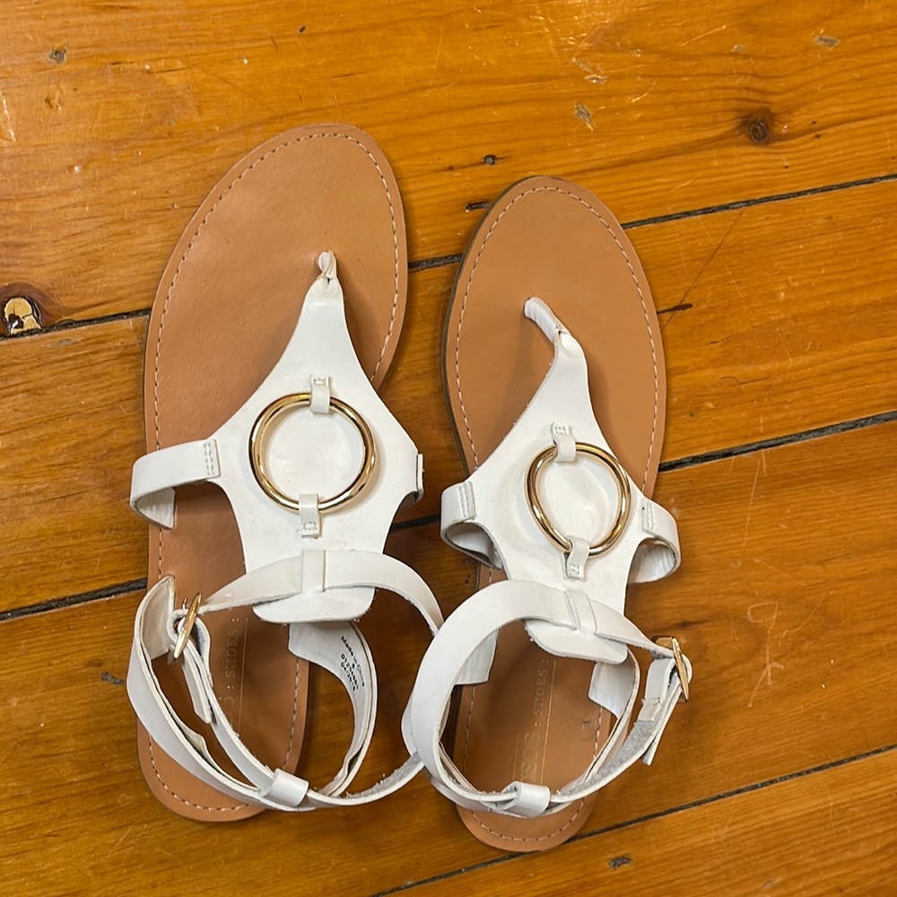 Asos sandals size 10, worn a few times. Nice condition white leather w gold